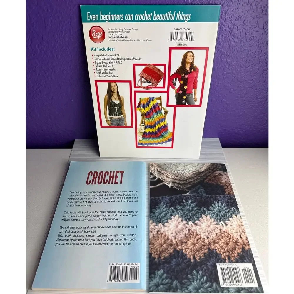 Crochet Book Lot of 3 Learn To Crochet For Beginners Complete Stitch Designs